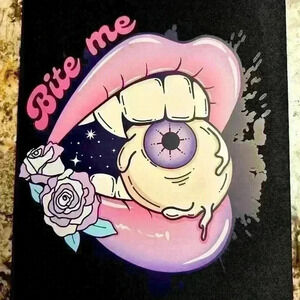 Bite me ! mouse pad, made by me.  Standard size